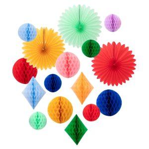 Regnbågs Honeycomb Dekorations Kit