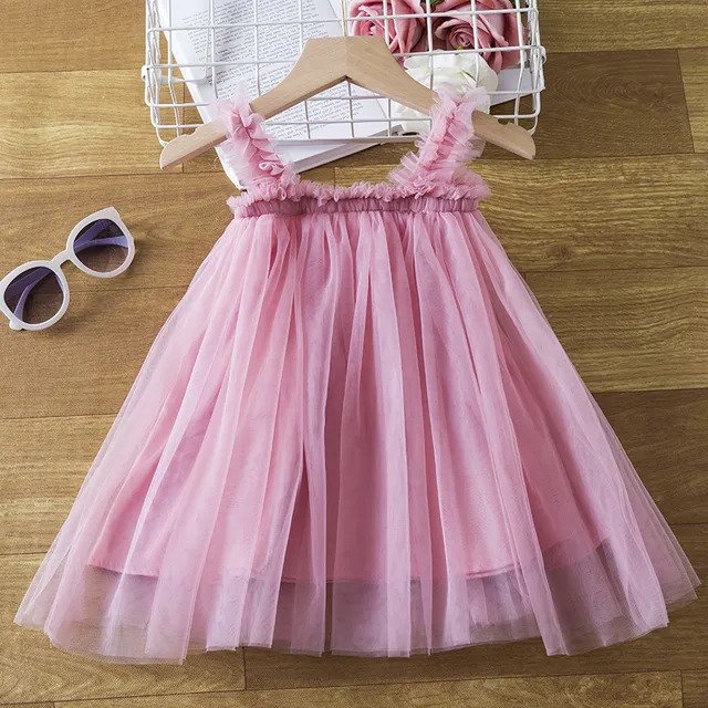 rosa cut out ärmlös barnklänning
