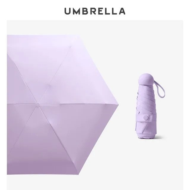 lila hopfällbart mini paraply
